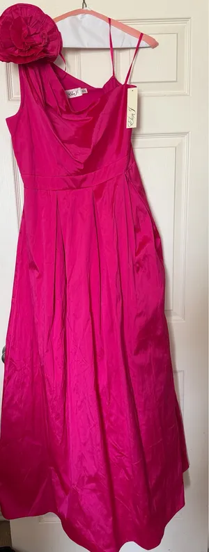 Eliza J NWT Size 14 Women's Asymmetric Rosette One-Shoulder Gown thumbnail 3