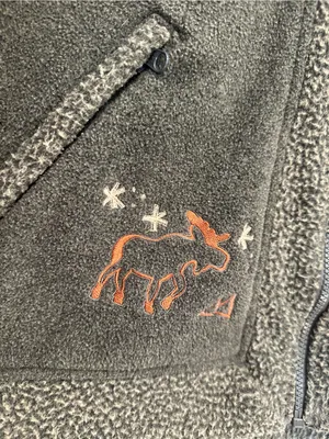 VTG 80s LL Bean full-zip embroidered Moose Bear Tree fleece Polartec jacket. thumbnail 9