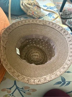 Brown Woven Paper Wide Brim Hat Boho 70s Granola One Size thumbnail 4
