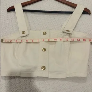 Michael Kors Women's Cream Cropped Button-Front Tank Top size‎ Small thumbnail 8