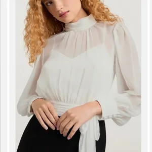 $495‎ Cinq à Sept Holiday Elena White Black Sheer Blouson Mini Dress Sz 2 NEW thumbnail 5