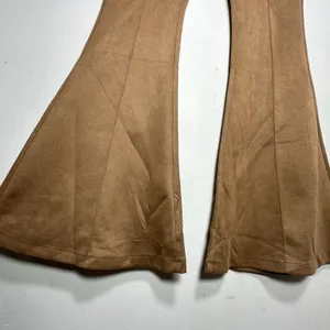 Wisteria Lane Los Angeles Tan Faux Suede Flare Bell Bottom‎ Pants W2403PIA Large thumbnail 8
