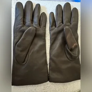 NEW Coach Chocolate Brown Real Leather Gloves Size 6.5 Mahogany thumbnail 4