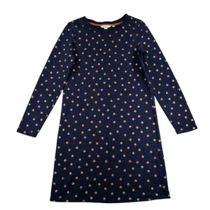 Boden Navy Blue Copper Metallic Polka Dot Cotton Long Sleeve Tunic Dress US 4R thumbnail 1