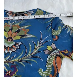 Petit Pois Viviana G Mesh Top Size L Sheer Exotic Flowers Peacock Artsy Boho thumbnail 12
