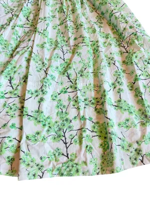 J. Crew Gathered Tank Midi Dress Lime Cherry Blossoms Smocked Cotton Size 8 NWT thumbnail 6