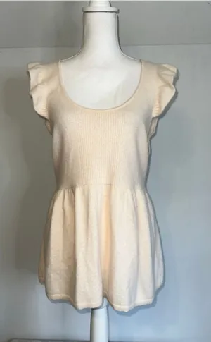 Free People Angora Ruffle Sleeve Babdydoll Sweater L thumbnail 1