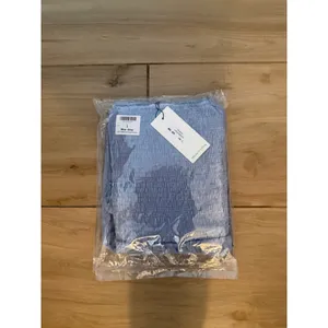 NEW Blue Smocked Tulle Polka Dots Poof Sleeves Midi Dress XL thumbnail 4