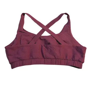 Lola Getts Plus Size 3X 22 24 Sports Bra Wine Plum Textured Criss Cross Back thumbnail 2