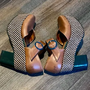 John Fluevog Ana Rita Leather Platform Mary Jane Heels Size 7 Brown Tan thumbnail 7