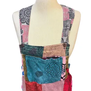 VTG Rhea S Patchwork Overalls Jumpsuit Cotton Boho Hippie Festival Cottagecore thumbnail 4