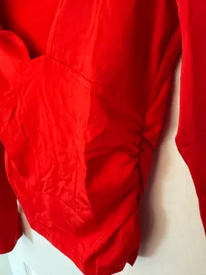 Red Shein Deep V Long Sleeve Top thumbnail 2