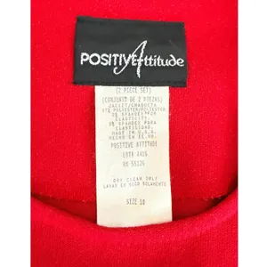 Vintage Red 2 Piece Pant Suit‎ Asymmetrical Button Blazer Pleated Trousers 1980s thumbnail 10