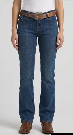 NWT New Wrangler Q-Baby Riding Jeans Mid-Rise Bootcut 7/8 X 36 Dark Wash thumbnail 1