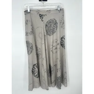 Le Lis Skirt Women‎ Medium Abstract Print Rayon Midi Modern Flowy Grey Black thumbnail 6