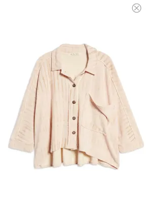 Free People Montauk High/Low Button-Up Shirt Jacket Shacket Tea Combo NWT Size L thumbnail 7