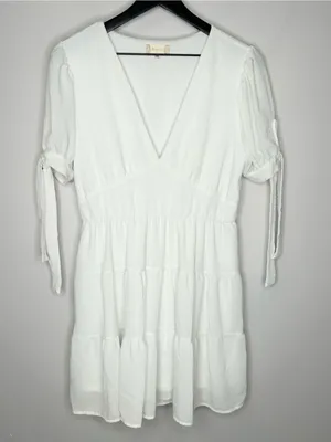 Altar'd State White Tiered Mini Dress Size L thumbnail 1