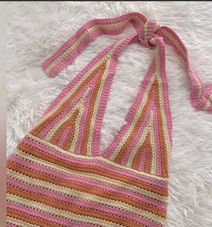 Princess Polly Crochet Tie Up Dress Pink Orange thumbnail 4