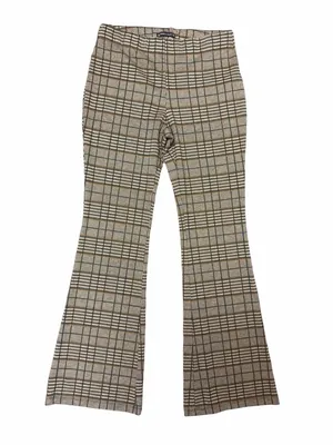 Abercrombie 70s Retro Plaid Flare Pants Vintage Revival Pull On Knit Trousers S thumbnail 2