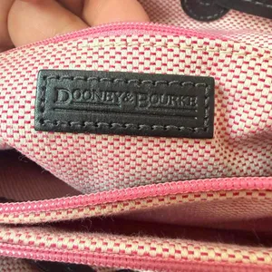 Dooney & Bourke Signature DB Monogram Canvas Tote Brown Leather Y2K Large thumbnail 5