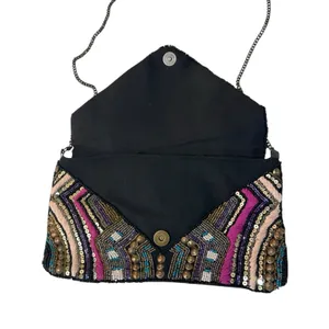 Vintage Beaded Sequin Embroidered Clutch Crossbody Boho‎ Festival Art Deco Bag thumbnail 4