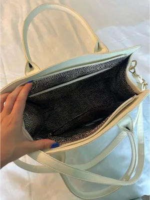 White Double Handle Satchel Purse thumbnail 6