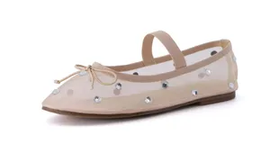 Cushionare Elegant Mary Jane Studded Mesh Ballet Nude size 8.5 thumbnail 1