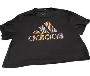 Adidas Crop Top Black with colorful logo thumbnail 1