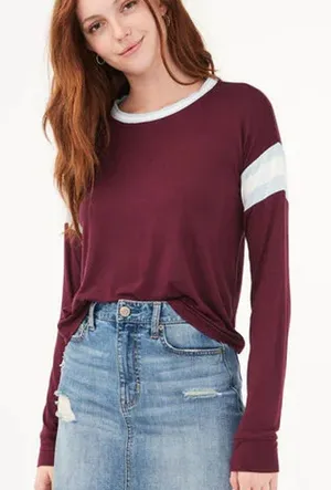 Aeropostale Seriously Soft Long Sleeve Tomboy Tee Olive Pink SMALL NWT thumbnail 1