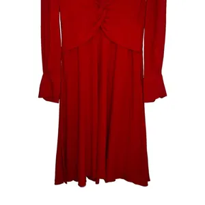Equipment Femme Short Faun Red Twist Knot V Neck Midi Dress NWT Size 6 thumbnail 6