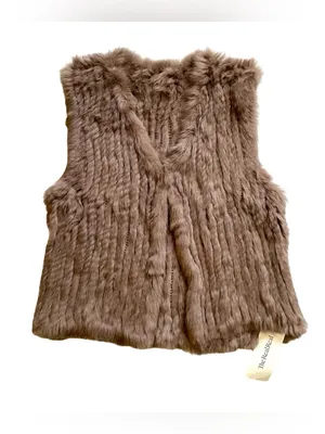 Tourance Genuine Real Rabbit Fur Vest Taupe Brown Soft Luxe Boho NEW thumbnail 3