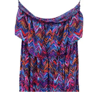 Torrid Colorful Chevron Smocked Strapless‎ Off Shoulder Maxi Dress Size 1X thumbnail 5