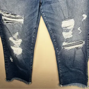 KanCan High Rise Straight Distressed Raw Hem Crop Denim‎ Jeans thumbnail 4