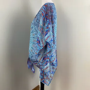 DressBarn Boho Sheer Front Tie Blouse Large Coverup Patriot thumbnail 6