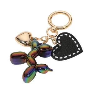Faux Leather Metal Heart Balloon Dog Bag Charm / Keychain thumbnail 1