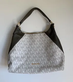 Michael Kors Aria Shoulder Bag Gold Hardware Green and Cream thumbnail 1