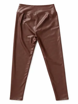 aerie Offline Faux Leather Luxe Leggings in Brown thumbnail 2