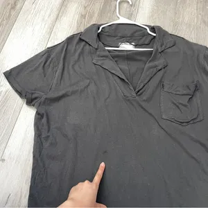 Free People Polo Tshirt NWT nina oversized womens Gray (medium) boho preppy thumbnail 6