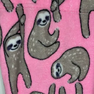 Coco Lounge Women’s Fleece Sweat Joggers Pants Size Medium (32x29) Pink Sloths thumbnail 3