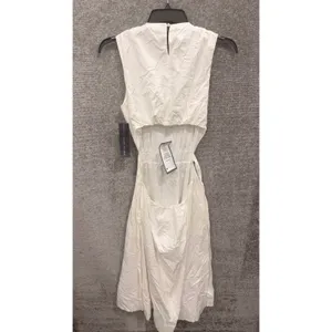 Rachel Rachel Roy Women Dress 8 White Midi Cutout Back Tie Waist Sleeveless thumbnail 3