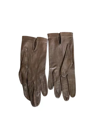 Italian Leather Unlined Fitted Gloves Sz 7.5 Chocolate Brown Winter Sleek Dressy thumbnail 3