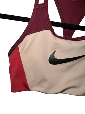 Nike Women's Dri-FIT Sports Bra - Pink Burgundy Racerback Swoosh thumbnail 2