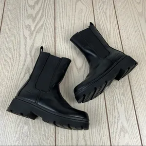 H by Halston Rio Lug Sole Tall Chelsea Boots US6/EUR36.5 Black Vegan Leather $125 thumbnail 6
