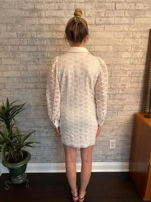 New with Tags Anthropologie White Lace Button Up Dress thumbnail 7