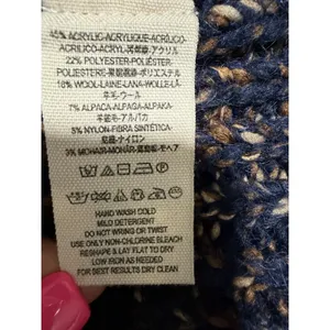 Free People Echo Navy Flecked Oversized Wool Blend Turtleneck Sweater Size‎ Med thumbnail 9