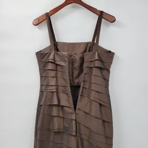 Rina di Montella Silk Jacket Dress 2 Pc 10 Brown Trumpet Tiered Mother of Bride thumbnail 5