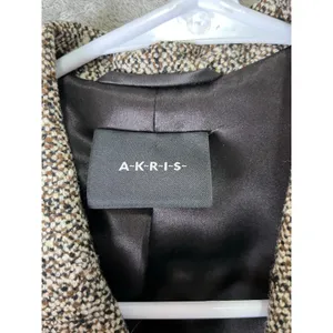 AKRIS Wool Tweed Blazer Jacket Size 6 Brown Black Textured Career Luxury Classic thumbnail 5