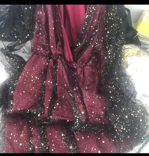 Bling Mesh Sleeve Long Red Maroon Mini Flare Dresss Small Nwot V thumbnail 3