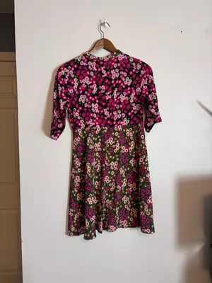 ASOS Pink and Green Mini Floral Print Half Sleeve A-Line Dress thumbnail 8