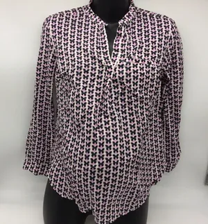 Gap Maternity White Long Sleeve Tunic w/Black and Lavender Butterflies Size S thumbnail 1